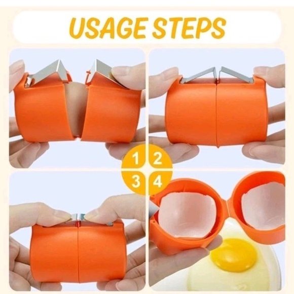 New Set 3 Egg Shell Open Crack Peel Separate Kitchen Tool Gadget Pink Orange Ylw - Picture 8 of 9